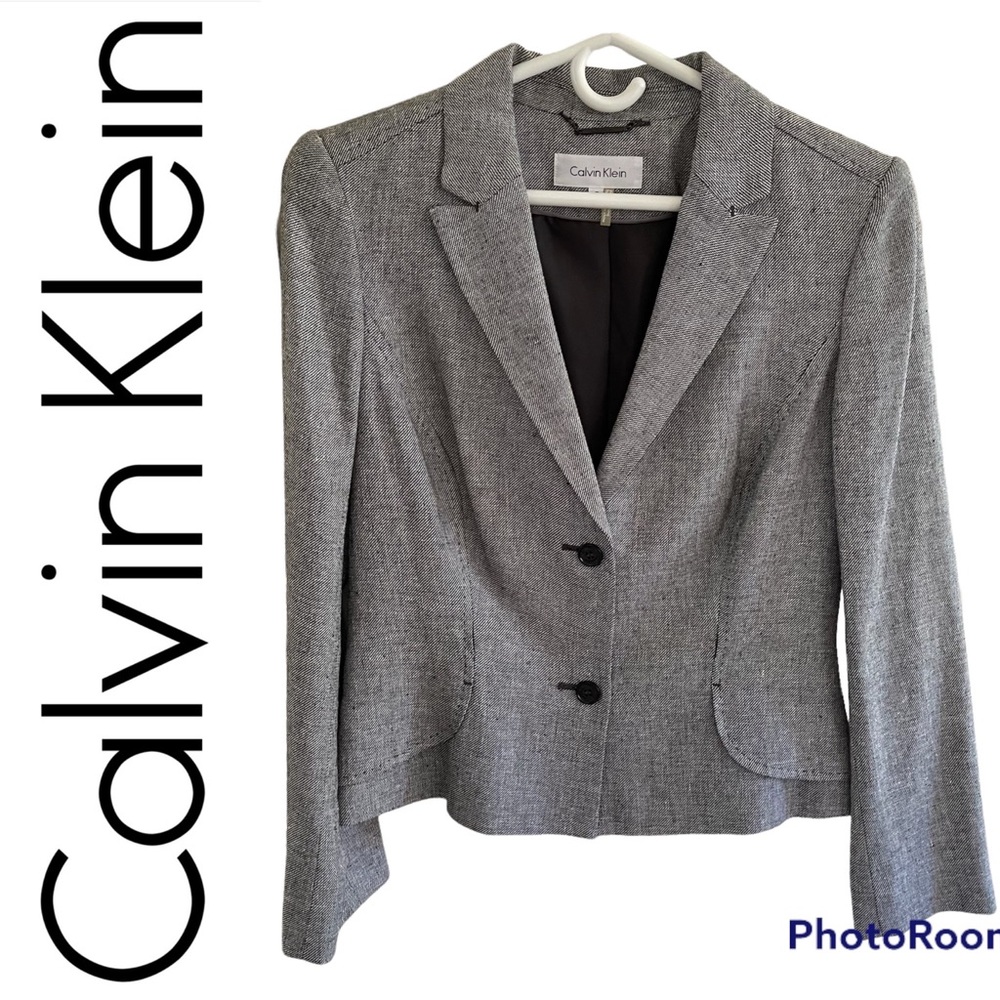Calvin Klein Grey Linen Blazer - Size 8